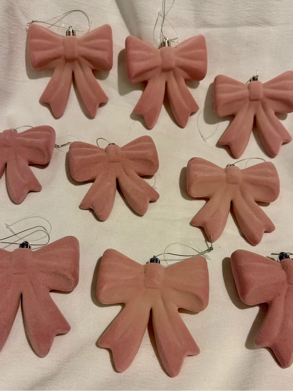 Dorm Decor Target 4” Bows Pink Flocked‎ Velvet Set of 9 Gift Toppers Coquette